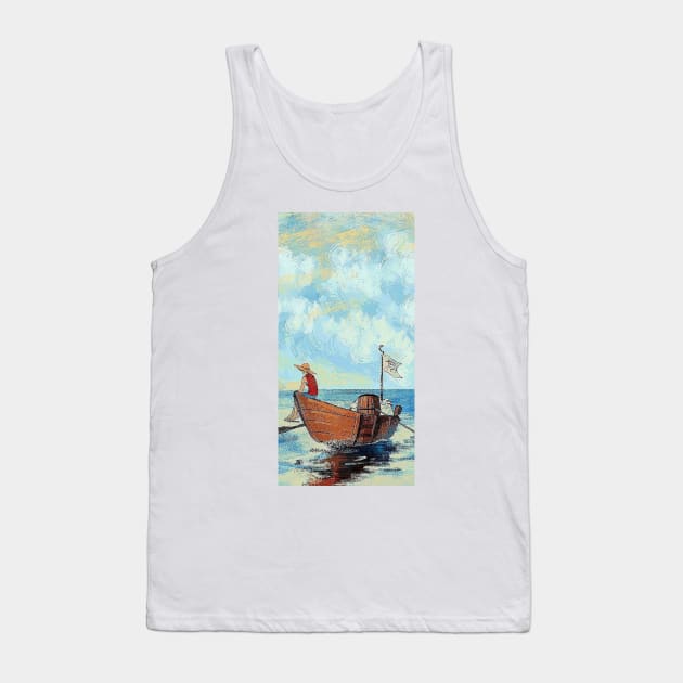 Straw Hat on the Sea Tank Top by Uwaki